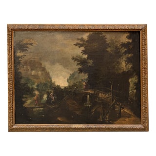 Tuscan School, Depicting a Large Scene with Figures, 1800s, Oil on Canvas For Sale