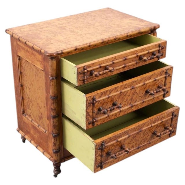 Late 19th Century French Aesthetic Faux-Bamboo Three-Drawer Chest, 19th Century For Sale - Image 5 of 11