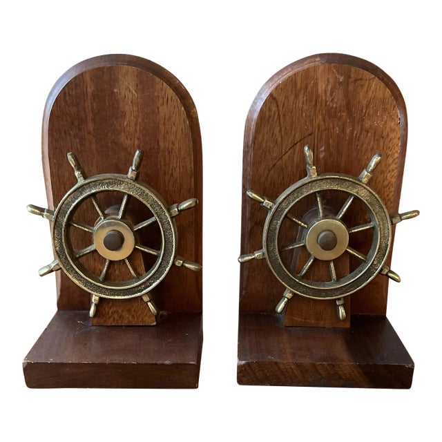 1970s Ship Wheel Nautical Bookends-Set of 2 For Sale