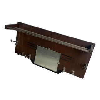 Art Deco Wall Coat Rack with Mirror, 1930s For Sale