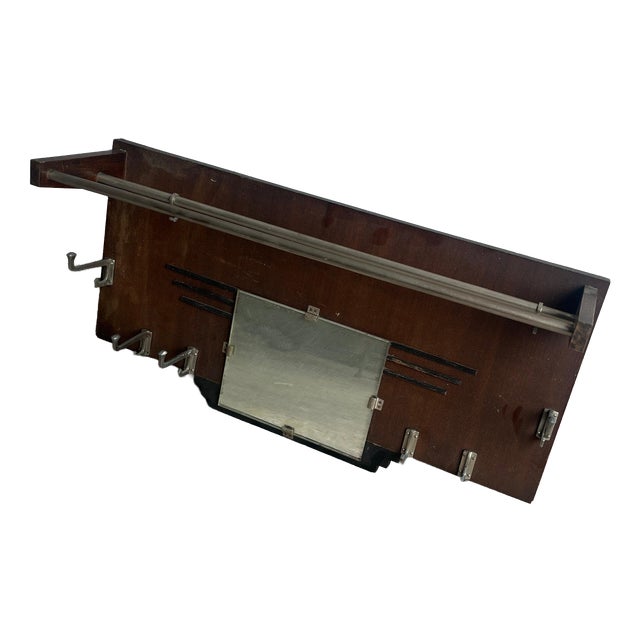 Art Deco Wall Coat Rack with Mirror, 1930s For Sale