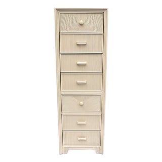 Coastal Split Reed Rattan Lingerie Chest of Drawers For Sale