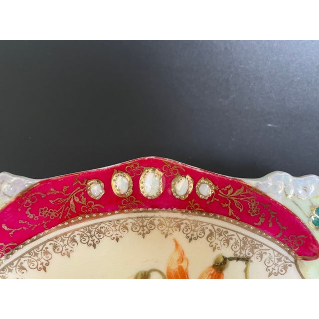 Rs Prussia Point and Clover Mold Celery Dish With Scattered Flowers Pattern and Opal Jewels For Sale - Image 12 of 12