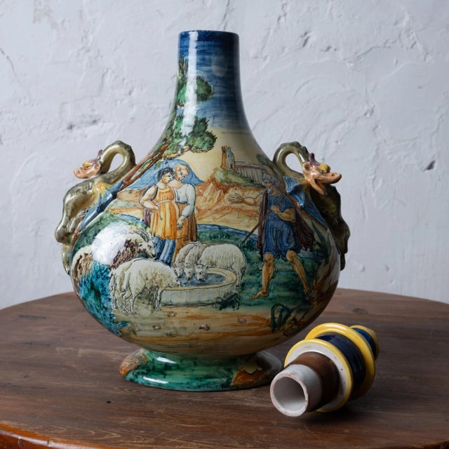 Ulisse Cantagalli Pilgrim Flask, C.1880s For Sale - Image 9 of 12