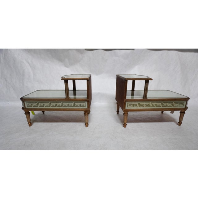 Wood Mid 20th Century A Pair of Reverse-Painted and Opalescent Nightstands For Sale - Image 7 of 18