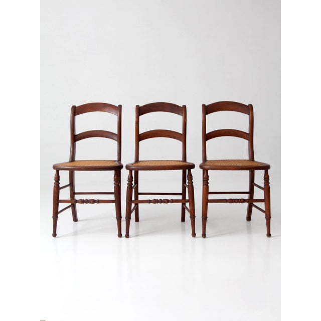 Victorian Antique Cane Seat Dining Chairs Set of 3 For Sale - Image 3 of 14