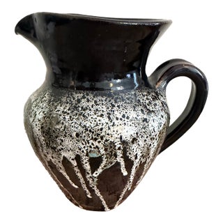 Signed 1988 Joel De La Vega Studio Art Pottery Drip Glaze Pitcher For Sale