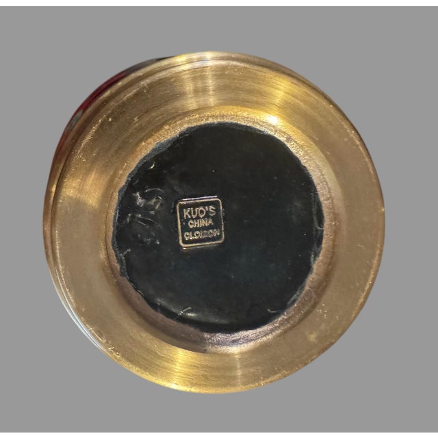 Chinese Vintage Kuo's China Cloisonne Inlay Floral & Butterfly Decorated 10" Vase For Sale - Image 3 of 8