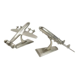 Restoration Hardware ~ Airplane Bookends ~ Art Deco Desktop Model Style For Sale