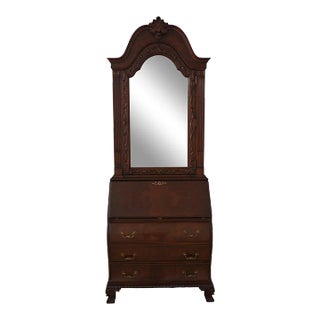 Karges French Louis XV Style Walnut Secretary Desk For Sale