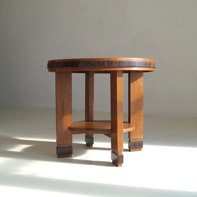 Dutch Art Deco Oak Table with Macassar Ebony Details, 1920s For Sale - Image 15 of 18