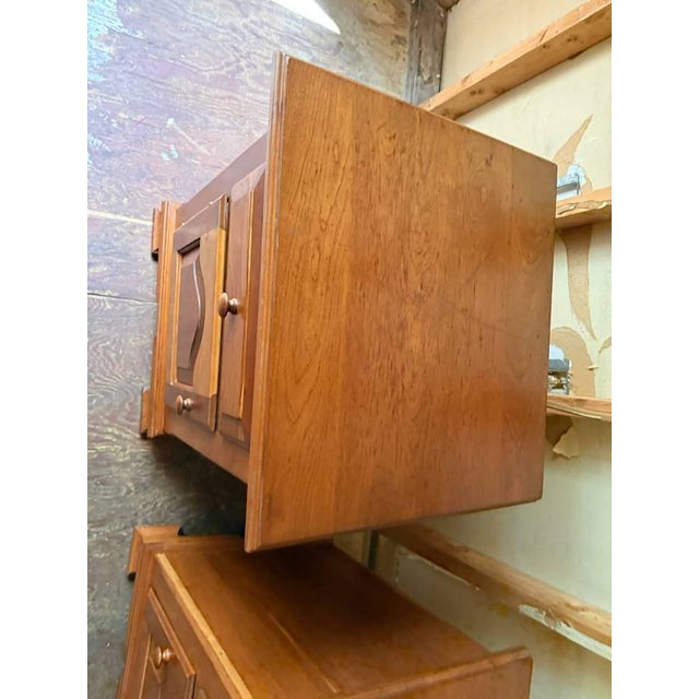 Late 20th Century Pair of Contemporary Style Solid Wood 1 Drawer Nightstands For Sale - Image 4 of 15