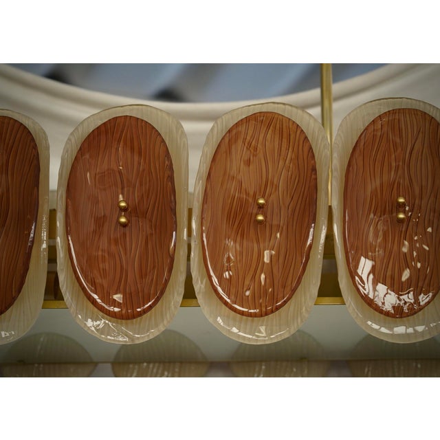 Art Deco Murano Art Glass Oval Amber and Cream Chandelier and Pendant, 2000 For Sale - Image 4 of 11