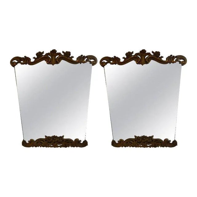 Gold Italian Mid-Century Dorothy Draper Style Painted and Giltwood Mirrors-Pair For Sale - Image 8 of 9