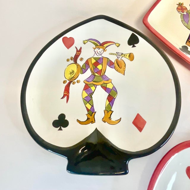 1980s 1980s Vintage Boho Chic Americana Deck of Cards Motif Salad-Dessert Plates - Set of 4. For Sale - Image 5 of 10