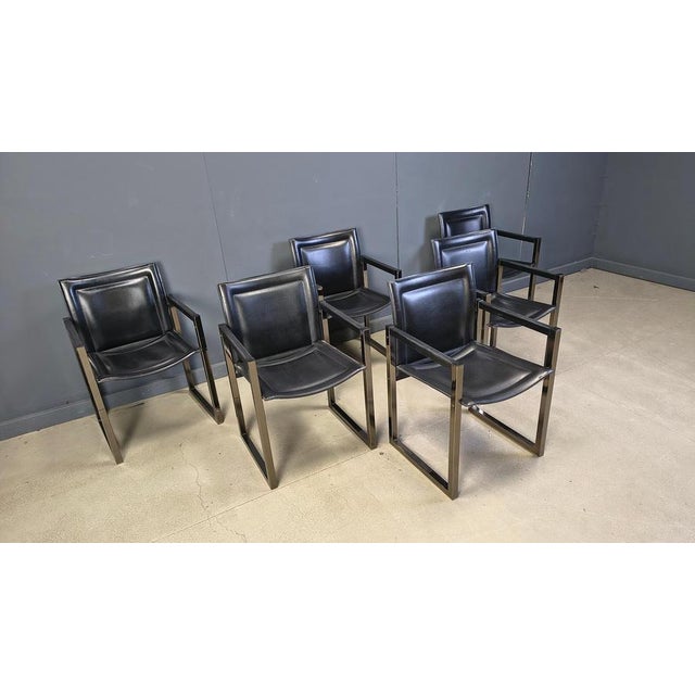 Black Vintage Dining Chairs attributed to Arrben, 1980s, Set of 6 For Sale - Image 8 of 13