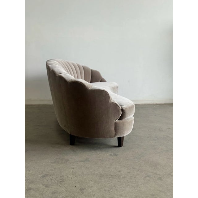 Vintage Fluted Back Sofa in Stone Velvet For Sale - Image 4 of 10