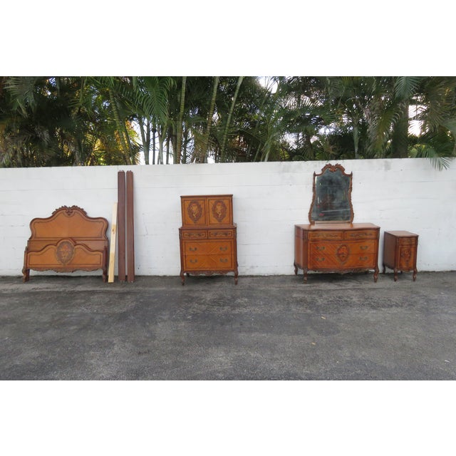 French Early 1900s Johnson Furniture Carved Inlay Tall Chest of Drawers For Sale - Image 18 of 18