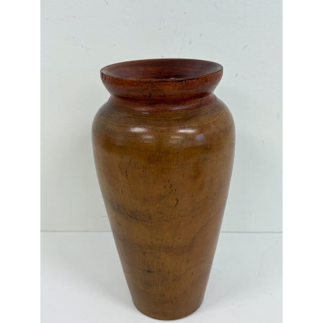 Mid-Century Modern Hand Turned Wooden Vase For Sale - Image 3 of 8