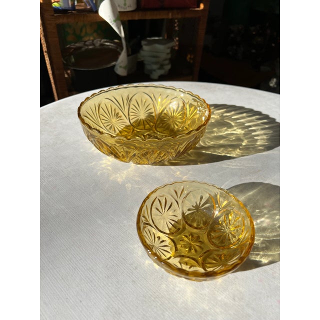 Vintage Amber Glass Bowls- Set of 2 For Sale - Image 4 of 9