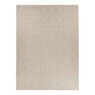Rug & Kilim’s Oversized Scandinavian Style Rug, Minimalist Geometry in Silk For Sale
