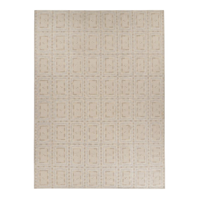 Rug & Kilim’s Oversized Scandinavian Style Rug, Minimalist Geometry in Silk For Sale
