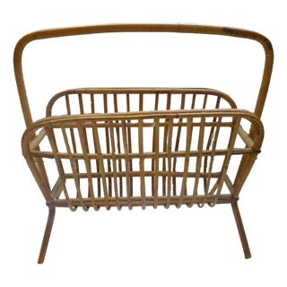 Wicker Magazine Rack, 1960s For Sale