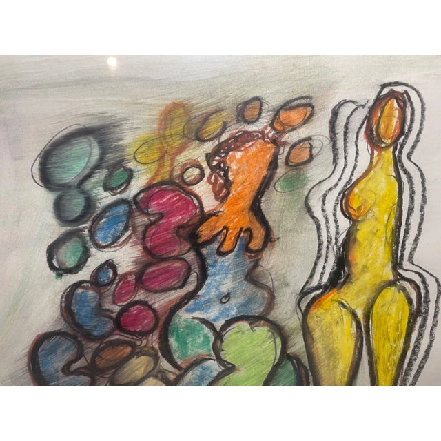 Abstract Vintage Orignal Lucia Wilcox Gouache Mixed Median Abstract Nudes Painting Sketch For Sale - Image 3 of 12