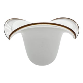 Murano Art Glass Tulip Lamp Shade – White Body With Amber Rim for Chandelier or Table Lamp For Sale