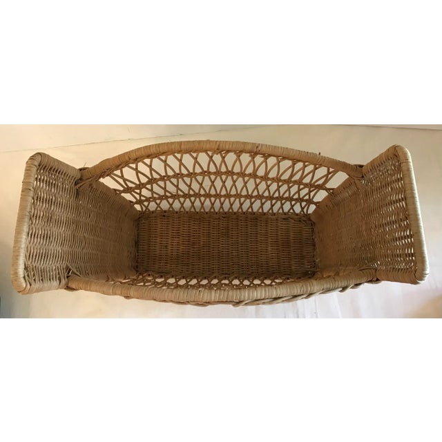 Wood Vintage Wicker Magazine Rack For Sale - Image 7 of 9