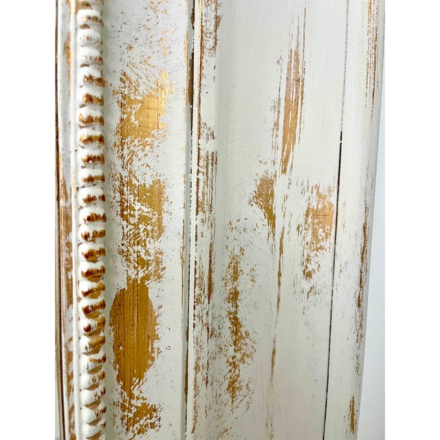 White Carolina Mirror Company Distressed White & Gold 45" Wall Mirror For Sale - Image 8 of 9