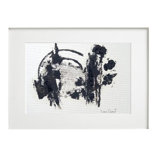 Black and White Abstraction #4 - One-Of-A-Kind High-End White Wood Shadow Box Framed Original Painting by Diane Grant For Sale