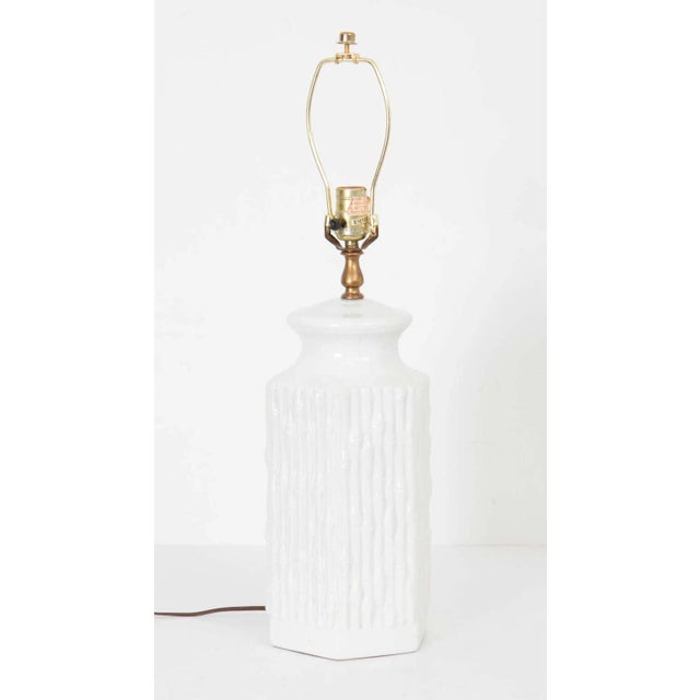 1960s White Faux Bamboo Lamp For Sale - Image 5 of 6