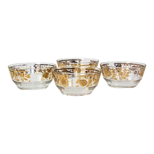 Culver Ltd 1960s Appetizer Bowls 22k Gold Leaf Set of 4