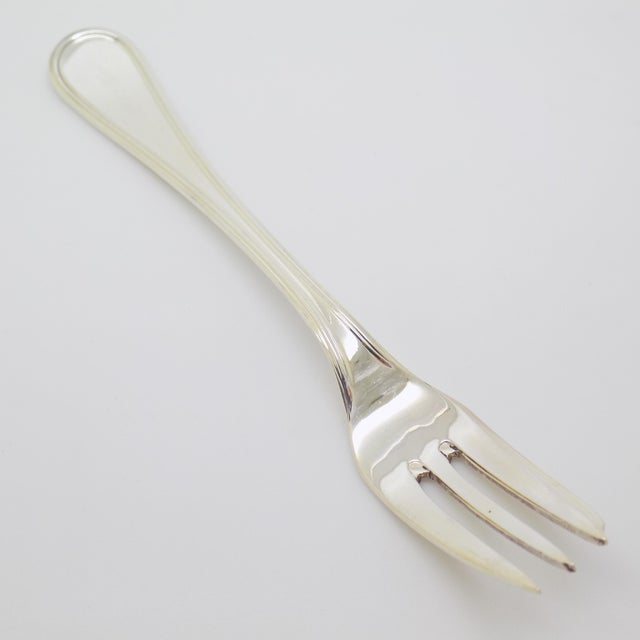 1950s Vintage Italian Handmade Genuine Silver Dessert / Fromage / Cheese Fork For Sale - Image 5 of 10