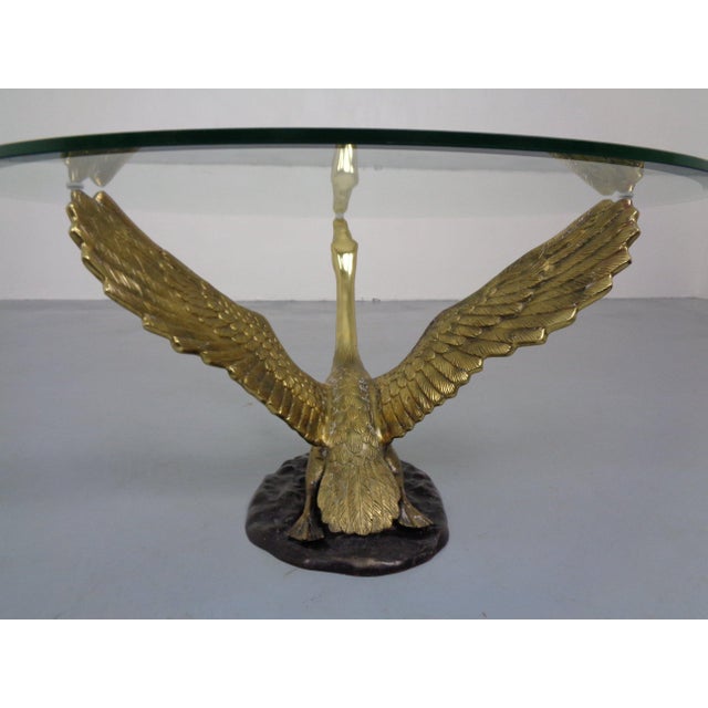 Regency Swan Coffee Table in Brass and Glass, France, 1960s For Sale - Image 4 of 18