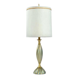 Rembrandt Teal and Gold Hourglass Shaped Midcentury Table Lamp For Sale