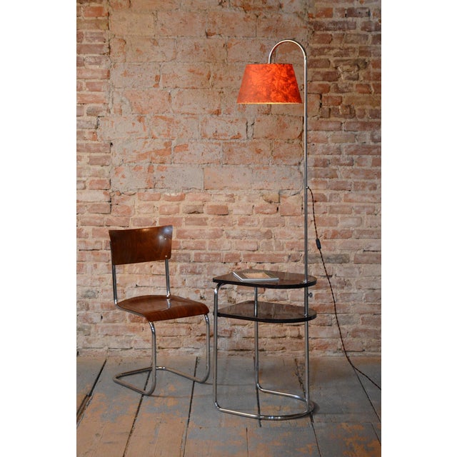 Bauhaus Floor Lamp in Chrome and Oak from Thonet, Czech, 1930s For Sale - Image 15 of 16