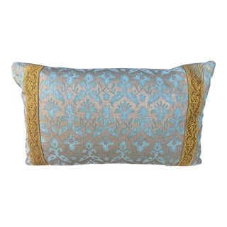 Blue and Gold Fortuny Pillow For Sale
