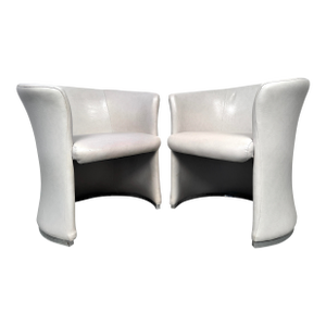 Mid 20th Century Mid-Century Modern Leather Club Chairs- Set of 2