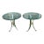 Pair of Vintage French Glass, Steel and Brass Round Side Tables Attributed to Maison Jansen For Sale