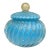 Vintage Murano Barbini Blue Control Bubbles Gold Flecks Italian Art Glass Cookie Jar Container For Sale