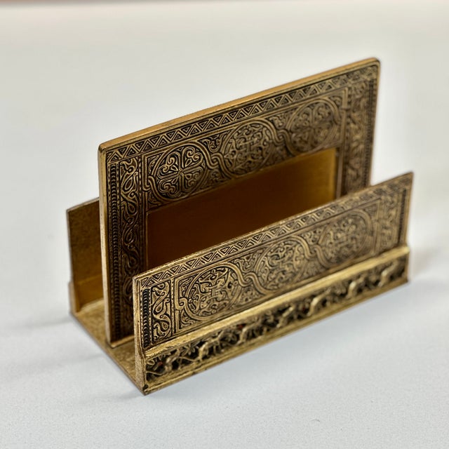 Tiffany Studios Early 20th Century Tiffany Studios New York 1643 Venetian Bronze Note Pad Holder Desk Blotter For Sale - Image 4 of 16