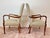 Beautiful and elegant Sam Moore Classic French Wood with Sage fabric Armchairs.