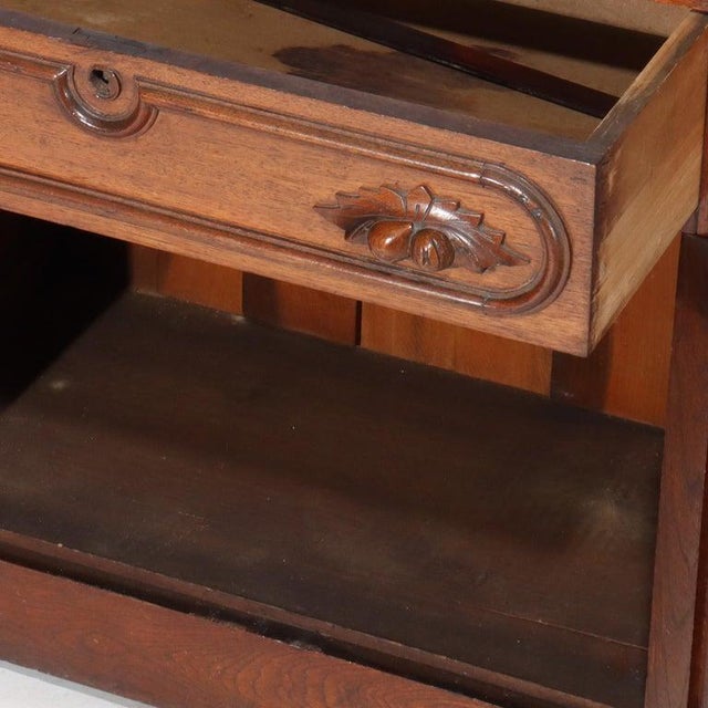 Victorian Antique Victorian Walnut Single Drawer Washstand With Backsplash C1890 For Sale - Image 3 of 18