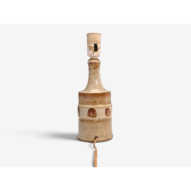Søholm Stentøj, Dotted Table Lamp, Cream Glazed Stoneware, Denmark, 1960s For Sale - Image 10 of 10