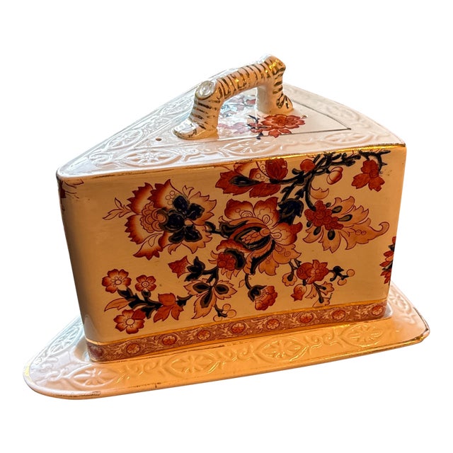 19th Century Huge Antique English Transferware Cheese Dome in the Imari Style For Sale