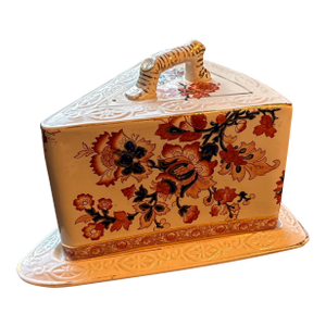 19th Century Huge Antique English Transferware Cheese Dome in the Imari Style