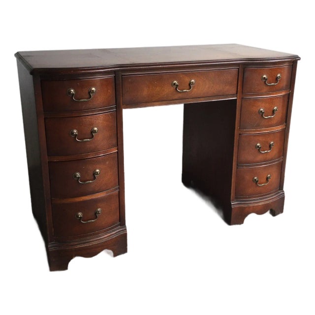 Mid Century Federal Style Mahogany Writing Desk With 7 Drawers For Sale