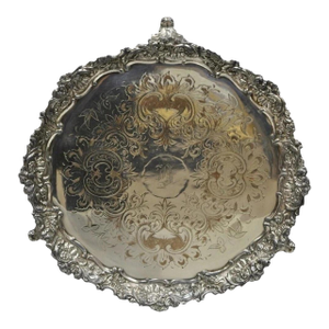 Antique Victorian Silver Plated 12" Round Award Platter Tray to Francis Biddle